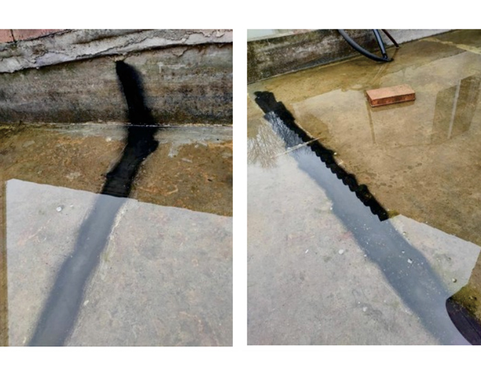 常見(jiàn)蓄水的樓頂，用三元乙丙橡膠防水涂料，完美修復(fù)